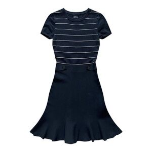 Armani Exchange Silver Striped Knit Mini Dress NWT